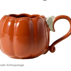 NWT Anthropologie Figural Pumpkin Glazed Stoneware Mug